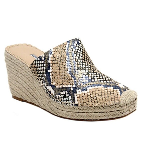 Charles David Gramercy Leather Snake Print Wedge Slides Sz 6 New W/O Tags R Box - Picture 1 of 10